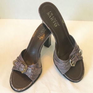 Franco Sarto Purple Leather Embossed Heels Buckle